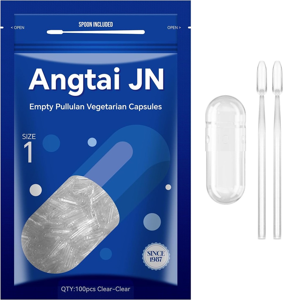 Tomma kapslar storlek 1 - Clear Fillable Vegetarian Capsules (100 greve) Storlek 1 Tomma Pullulan kapslar med två Micro Lab Spoons, Veggie Capsules Empty Caps för DIY dina egna tillägg