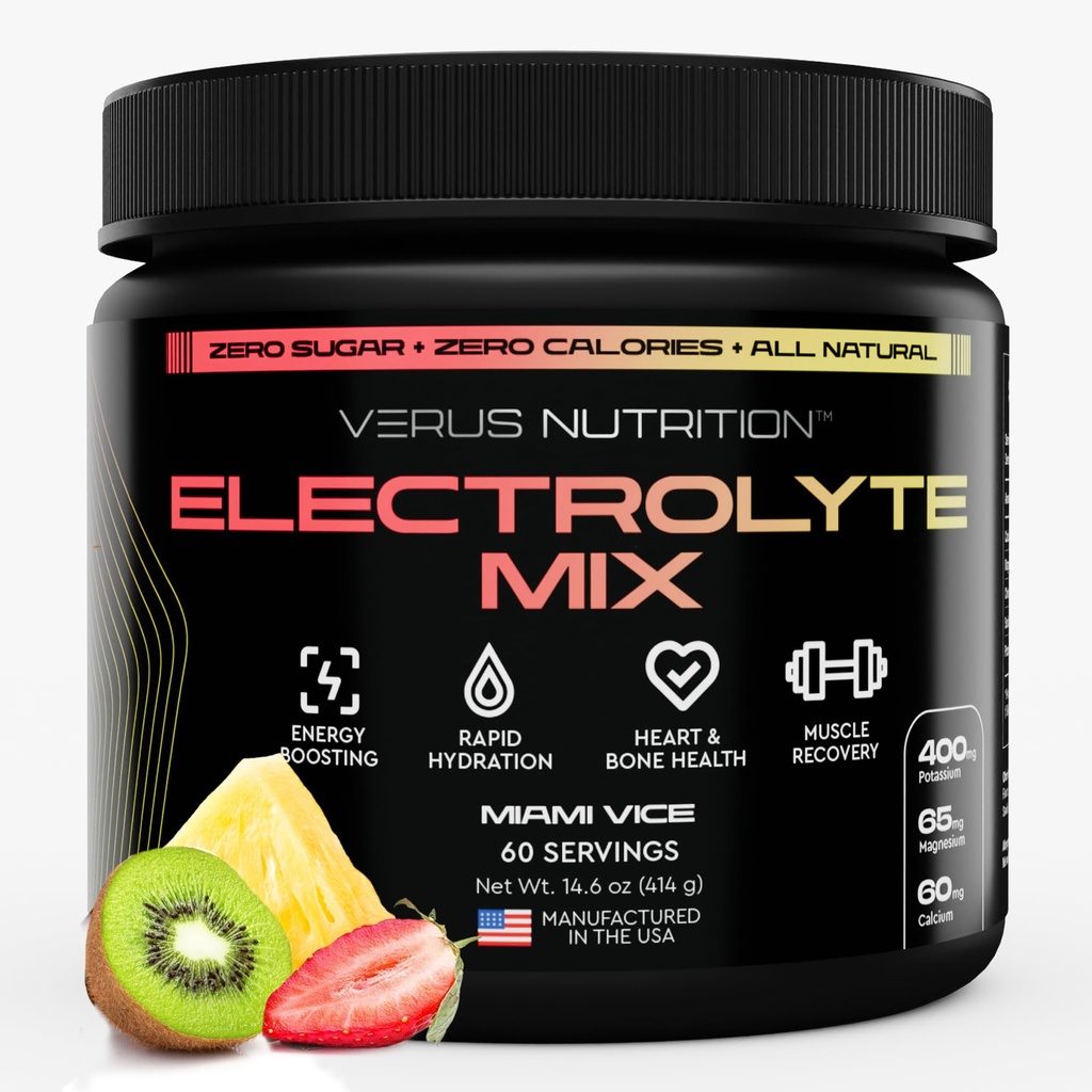 Electrolytes Powder No Sugar-Zero Calorie Hydration Powder | Sugar Free Electrolytes för fasta, Keto & Vegan | Naturliga ingredienser Electrolyte Mix, 60 portioner