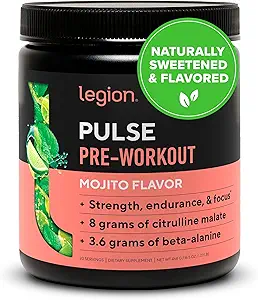 LEGION Pulse Pre Workout - All Natural Nitric Oxide Preworkout Drink för att öka energi, kreatinfri, naturligt sötad, Beta Alanine, Citrulline, Alpha GPC (Mojito)