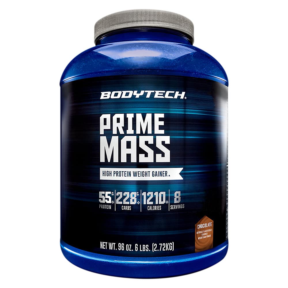 BodyTech Prime Mass - High-Calorie Mass Gainer - Supports Muscle Growth & Weight Gain - Chocolate (6 lb, 8 Servings)