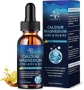 (4 Pack) 10 i 1 Calcium Magnesium Zink Supplement, Magnesium Glycinate Complex Liquid Drops med vitamin D3 K2 B6, Vegan Calcium Citrate Bone & Immune Health Support, Sleep & Cramps, Boron, 1 Fl Oz