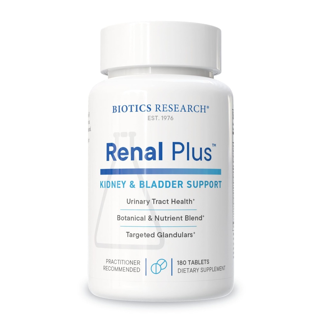 Biotics Research Renal Plus - Botanisk, Glandular och näringsstöd för optimal uthyrningsfunktion. Njurhälsa och stöder urologisk funktion -Ulva ursi, Buchu Leaf, Echinacea, Cranberry-180Tabs
