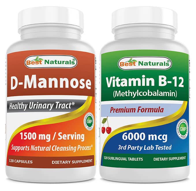 Bästa naturliga D-Mannose 1500 mg och vitamin B12 6000 mcg