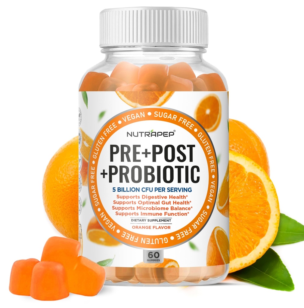 Prebiotiska probiotiska och postbiotiska gummies för kvinnor män och barn Barn - High Potency 5 Billion CFU - Sugar-Free & Gluten Free