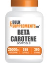 BulkSupplements.com Beta Carotene 25000 IE Softgels - Vitamin A Supplement, Beta Carotene Supplements - för Eye Support, Gluten Free, 1 Softgel per Serving, 365 Count (Pack of 1)