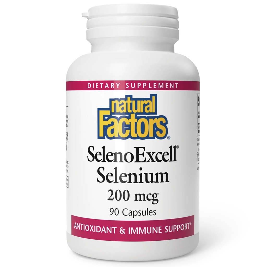 Naturliga faktorer, SelenoExcell Selenium 200mcg, Antioxidant & Immune Support, 90 kapslar