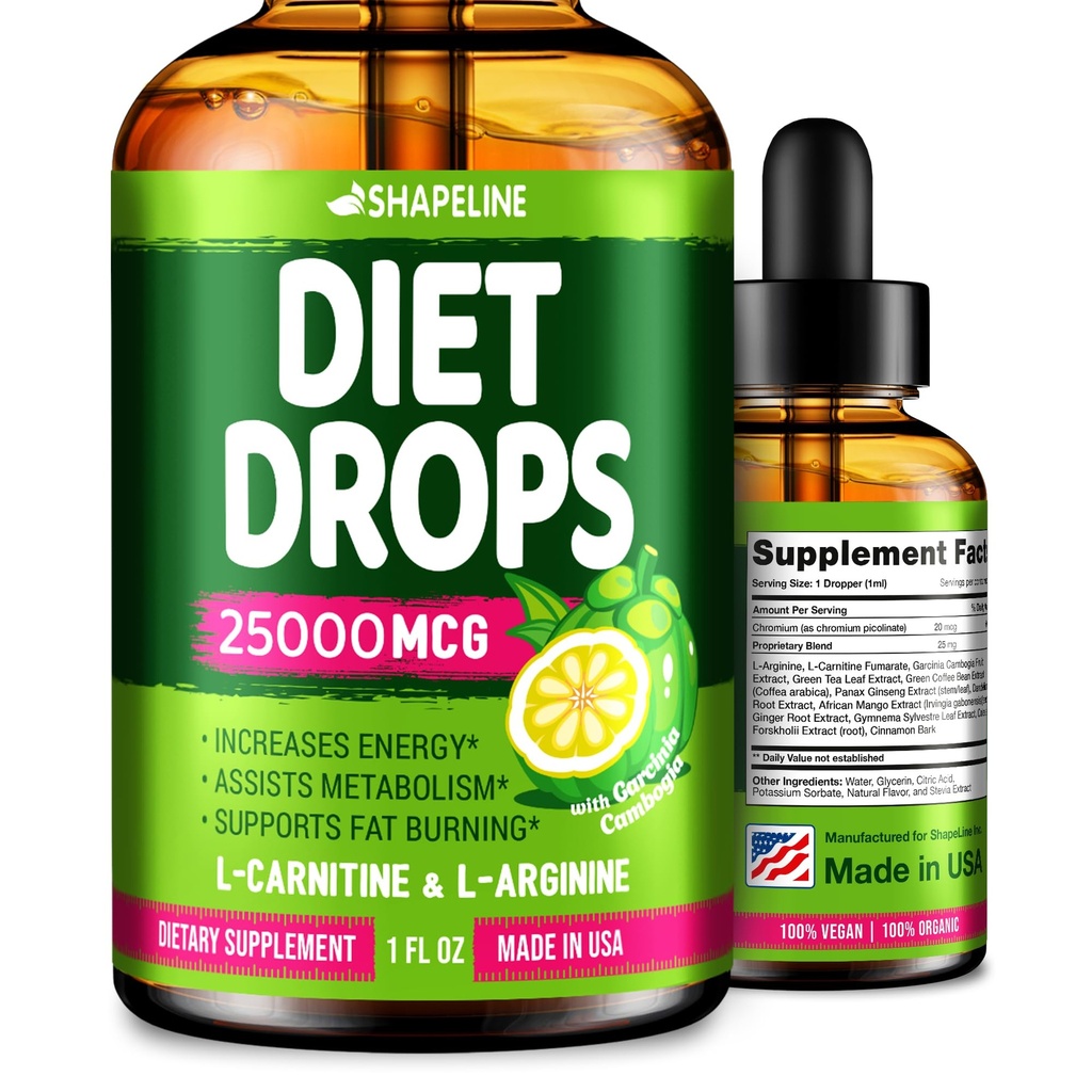 Diet Drops - Appetite Suppressant for Women & Men - Tillverkad i USA - Natural Metabolism Booster - Diet Drops med Garcinia Cambogia 1 Fl Oz
