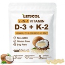 2-i-1 Vitamin D3 K2 Supplement Softgel, vitamin D3 10000 IE och Vitamin K2 200 mcg, K2 MK7 med D3 Vitamin Supplement Support Immune, Heart, Joint, Teeth & Bone Health
