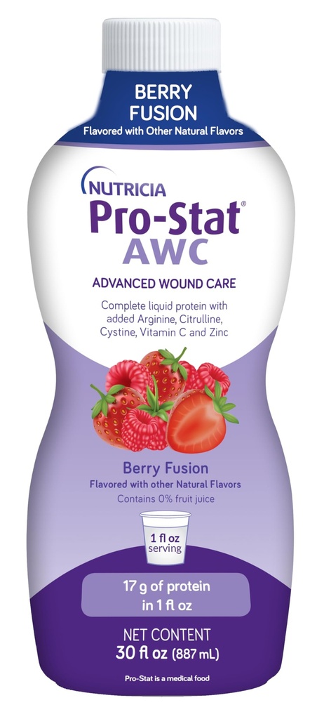 Pro-Stat Advanced Wound Care (AWC), Concentrated Liquid Protein Medical Food - Berry Fusion Flavor, 30 Fl Oz flaska
