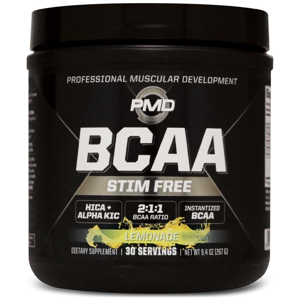 PMD Sport BCAA Stim-Free Aminosyror - Bättre träningsresultat, förbättrad återhämtning, daglig energi, muskelbyggare och muskelsparing - BCAA Powder Drink Mix - Lemonade (30 portioner)