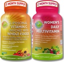 Antioxidant & Immunity Support Bundle - Liposomal Vitamin C 1500mg med Organic Acerola Cherry & Camu Camu + Women's Daily Multivitamin med järn, Superfoods, Probiotics & Enzymes - Vegan, icke-GMO