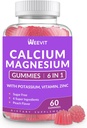 Sugar Free Calcium Gummies Supplement 600mg, Calcium Magnesium Zink Gummies med vitamin D3 K2, kalium, hög absorption CA Gummy för ben, tänder och muskler