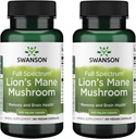 Swanson Full Spectrum Lion's Mane Mushroom - Brain Health Supplement för att stödja minne, fokus och klarhet * - Kan också hjälpa immun, hjärta och matsmältningshälsa - Glutenfri och icke-GMO - 60 kapslar (2 Pack)