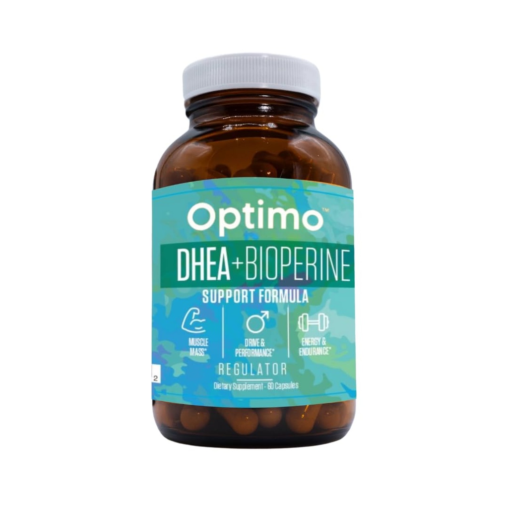 Optimo DHEA och BioPerine för maximal styrka och absorption 50mg | Optimera hormonnivåer l Boost Energy l Stamina l Vitality l Metabolism | för Män & kvinnor l 60 kapslar