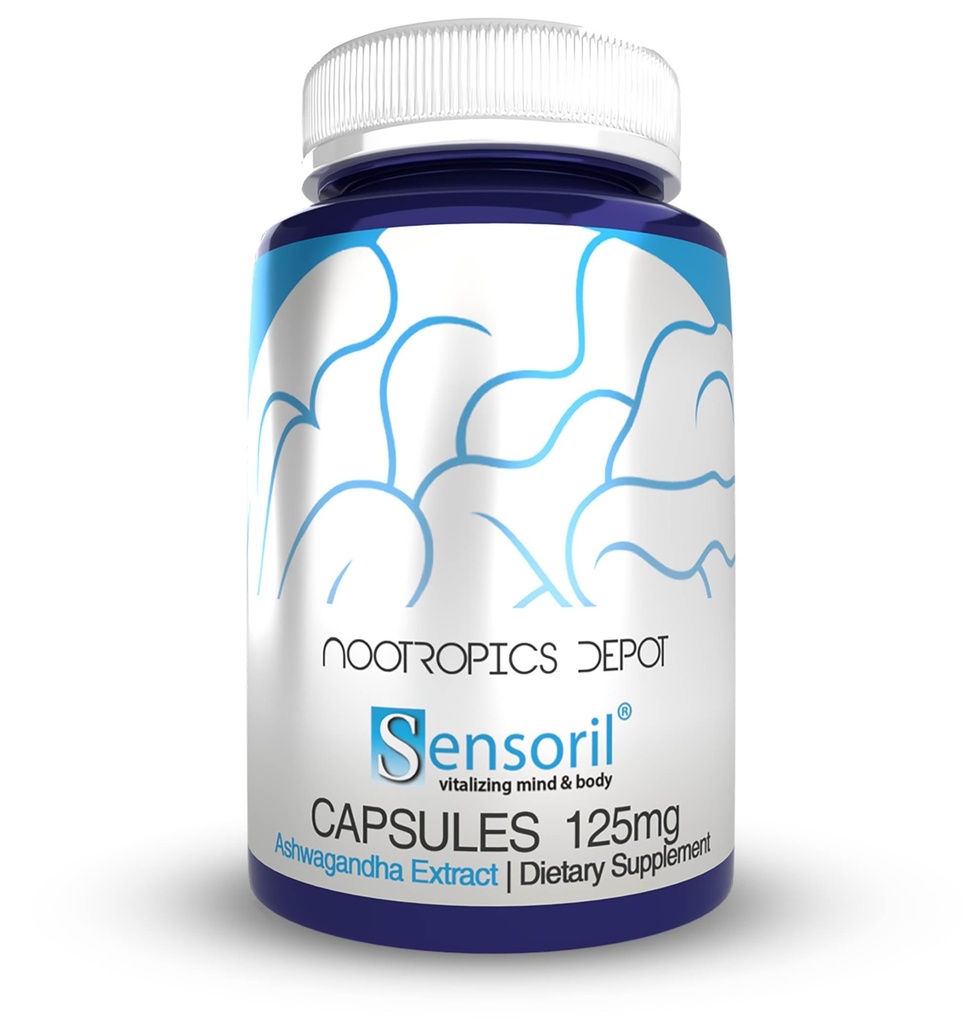 Nootropics Depot Sensoril Ashwagandha Capsules | 125mg | 90 Count | Ayurvedic Herb | Standardized Withania somnifera Extract