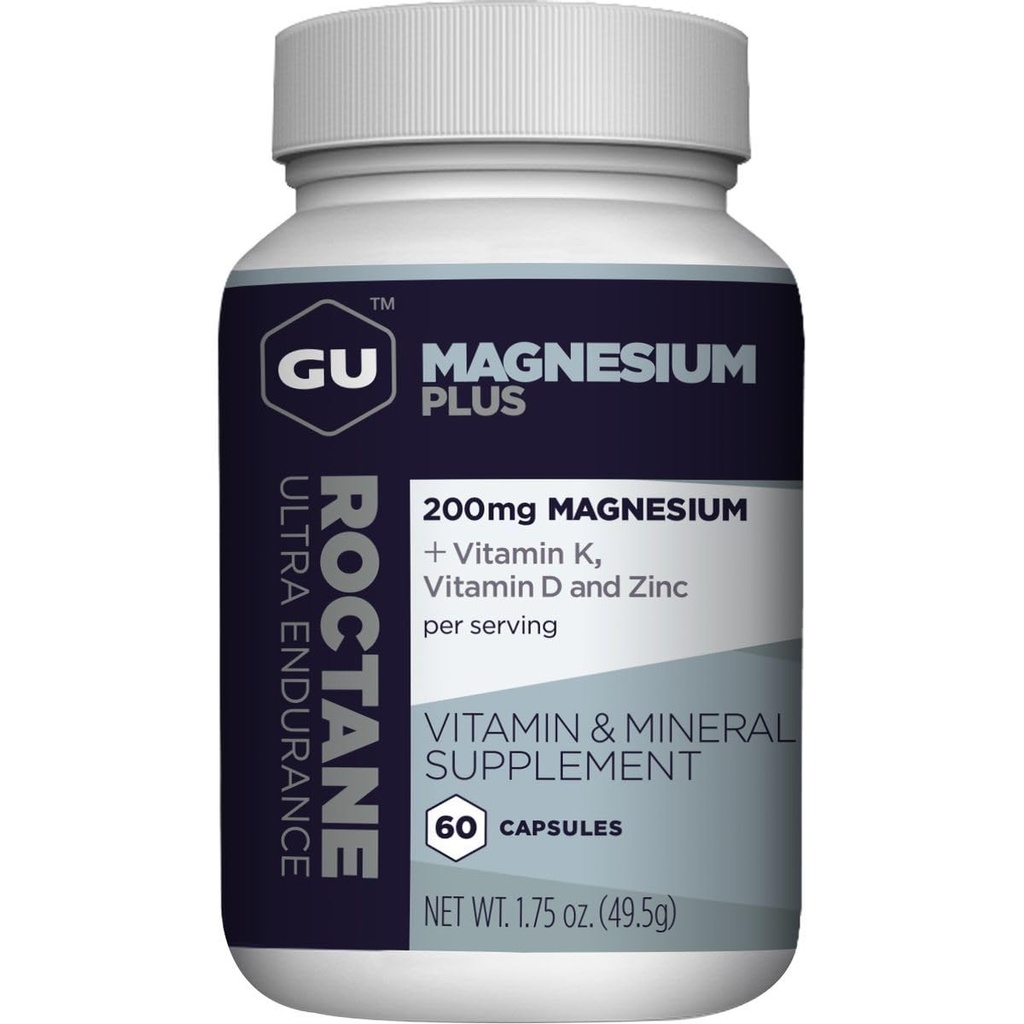 GU Energy Roctane Magnesium Plus-kapslar med vitamin K, D och Zink, Informerat val, återställningsstöd efter någon träning, 60-räkna flaska (1-månaders leverans)