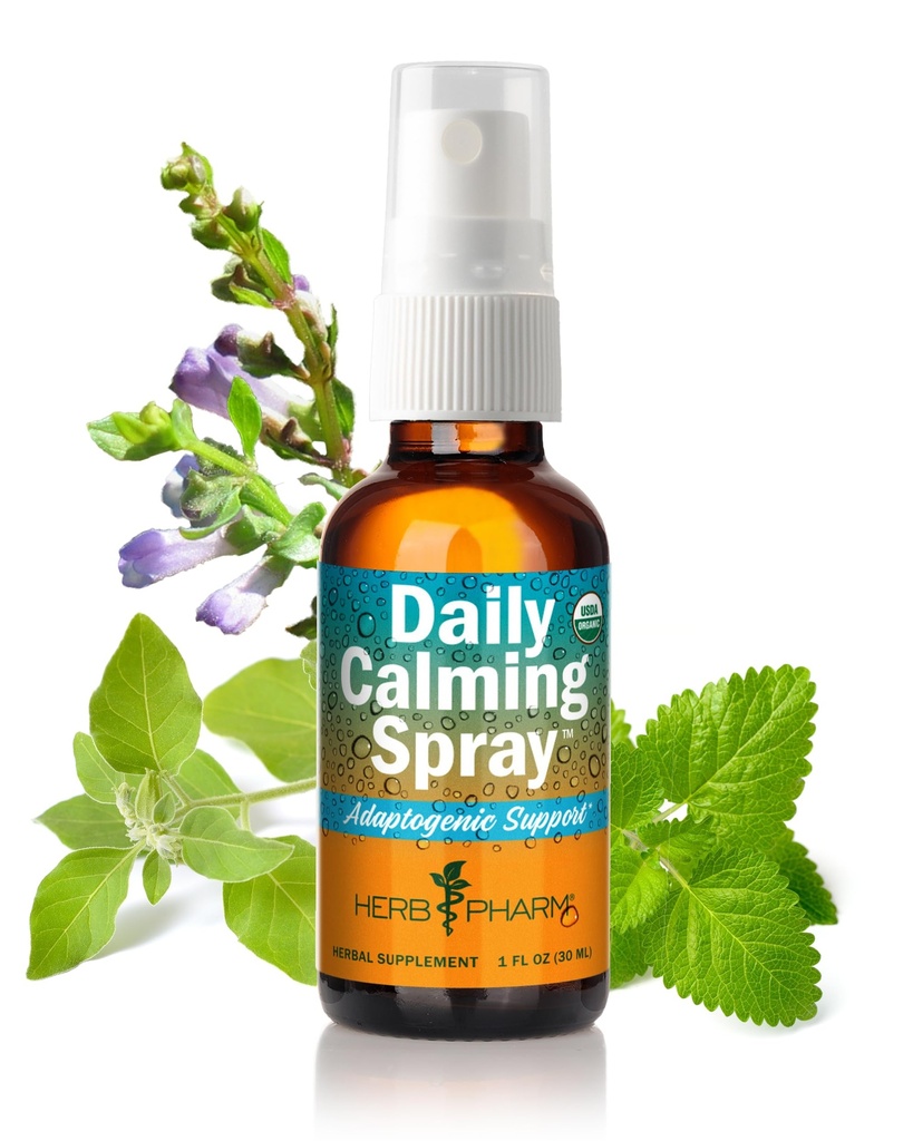 Herb Pharm Herbs på Go Certified Organic Daily Calming Portable Spray, Adaptogenic Support*, 1 Ounce