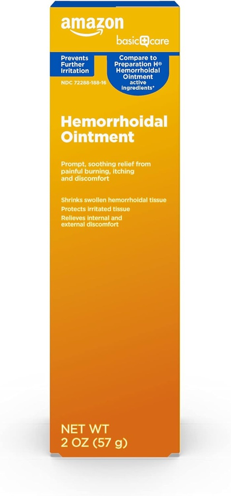 Grundläggande vård Hemorrhoid Ointment, Hemorrhoid Behandling, smärtlindring, lindrar Burning, Itching och obehag, 2 ounce (Pack of 1)