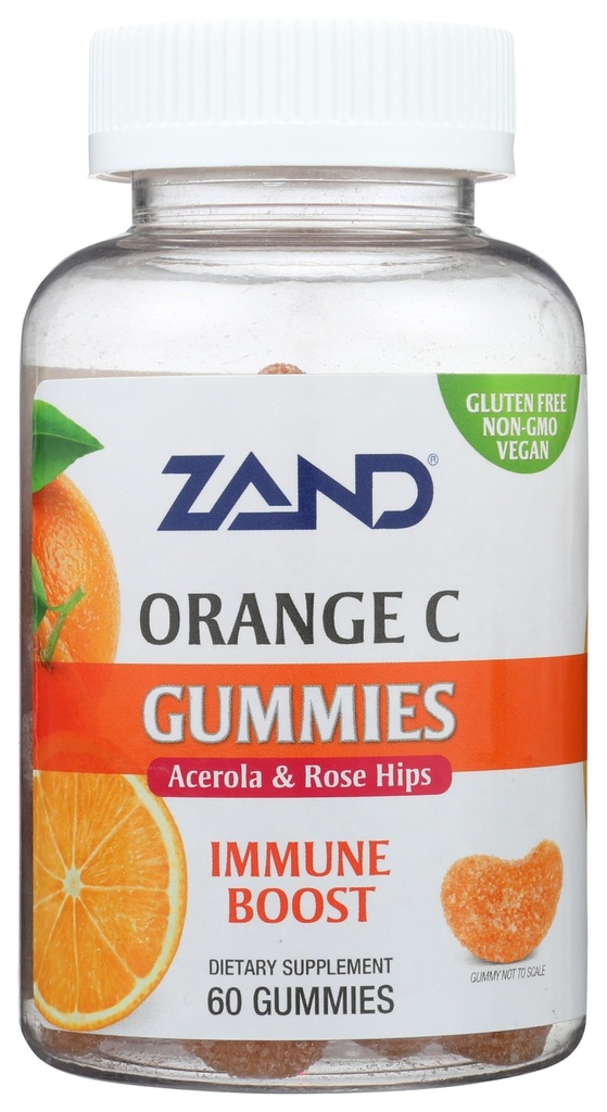 ZAND Immunity Orange Vitamin C Gummies, Wellness och Immune Support Supplement, Chewable Vitamin C w / Citrus Bioflavonoids, Rose HIPS och Acerola, Vegan, Gluten Free, 60-dagars garanti, 30 portioner