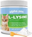 Alpha Paw - Human Grade för husdjur - Cat Lysine Supplement - Extra portioner 5-10 månaders leverans - Naturligt Lysin (8 Ounces / 227 Grams)