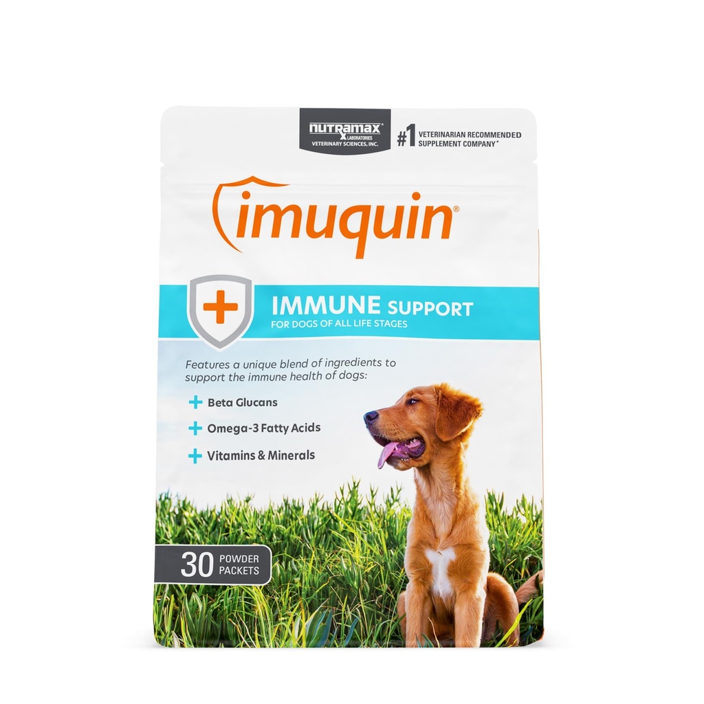 Nutramax Laboratories Nutramax Imuquin Immune Health Supplement Powder för hundar, med Beta Glucans, Marine Lipids, vitaminer och mineraler, 30 Packets, uppdaterad version