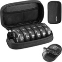 Serfeymi Weekly Travel Pill Organizer 2 Times A Day AM PM Uppgraderad Black Pill Box 7 Dag med Portable Zipper Canvas Pill Case, Medicine Organizer för piller, vitaminer, kosttillskott, fiskoljor - Svart 01