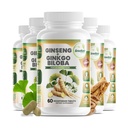 GreeNatr Ginko Biloba & Panax Ginseng Supplement - Red Ginseng för minne och fokus - Ginkgo Biloba för bra vision, immunsystem och förbättrat blodflöde (360 tabletter: 6 flaskor)