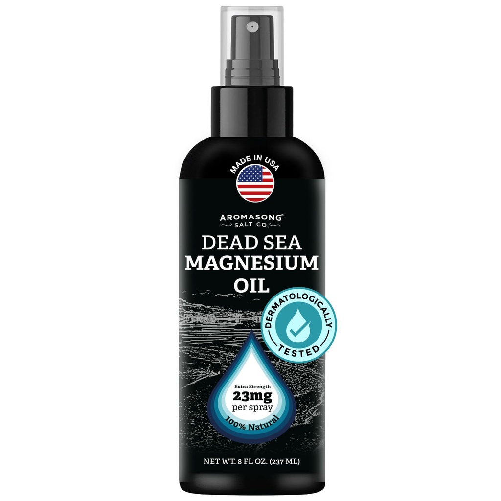 Aromasong Magnesium Spray - Extra styrka (23 mg i varje Spritz) 8 Oz, naturlig och ren magnesiumolja Spray - Tillverkad i USA - för Leg Discomfort och främjar en lugn sömn