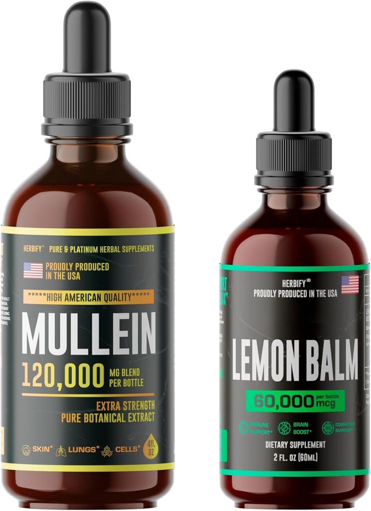 HERBIFY Bundle - Mullein Leaf Extract & Lemon Balm - Andningsstöd och hjärnstöd