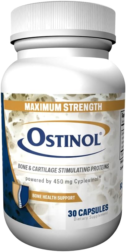 Ostinol Maxium Styrka 450mg. Bone & Joint Supplement. Stem Cell Activation Certified. Bio Active proteinkomplex för moderat benförlust och måttlig gemensam disfunktion. 30 kapslar