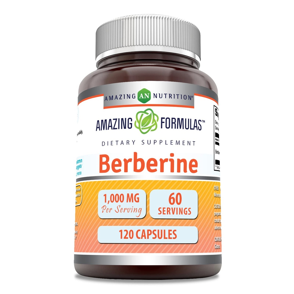 Fantastiska formler Berberine 1000mg Per Servering 120 kapslar Supplement | Icke GMO | Gluten Free | Made in USA