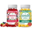 Lunakai Prenatal och Vitamin D3 Gummies Bundle - Graviditet Multivitamin Gummy med järn och folsyra - immunitet, ben och humörsupport tillskott för vuxna - 30 dagars leverans