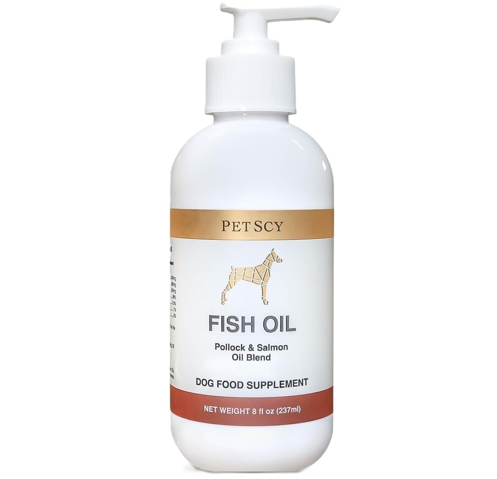 PetScy Omega-3 Fish Oil for Dogs – Supports Healthy Skin, Shiny Coat & Joint Mobility | Pure Wild-Caught Fish Oil with EPA & DHA | Natural Dog Supplement for All Breeds & Sizes – 8 fl oz