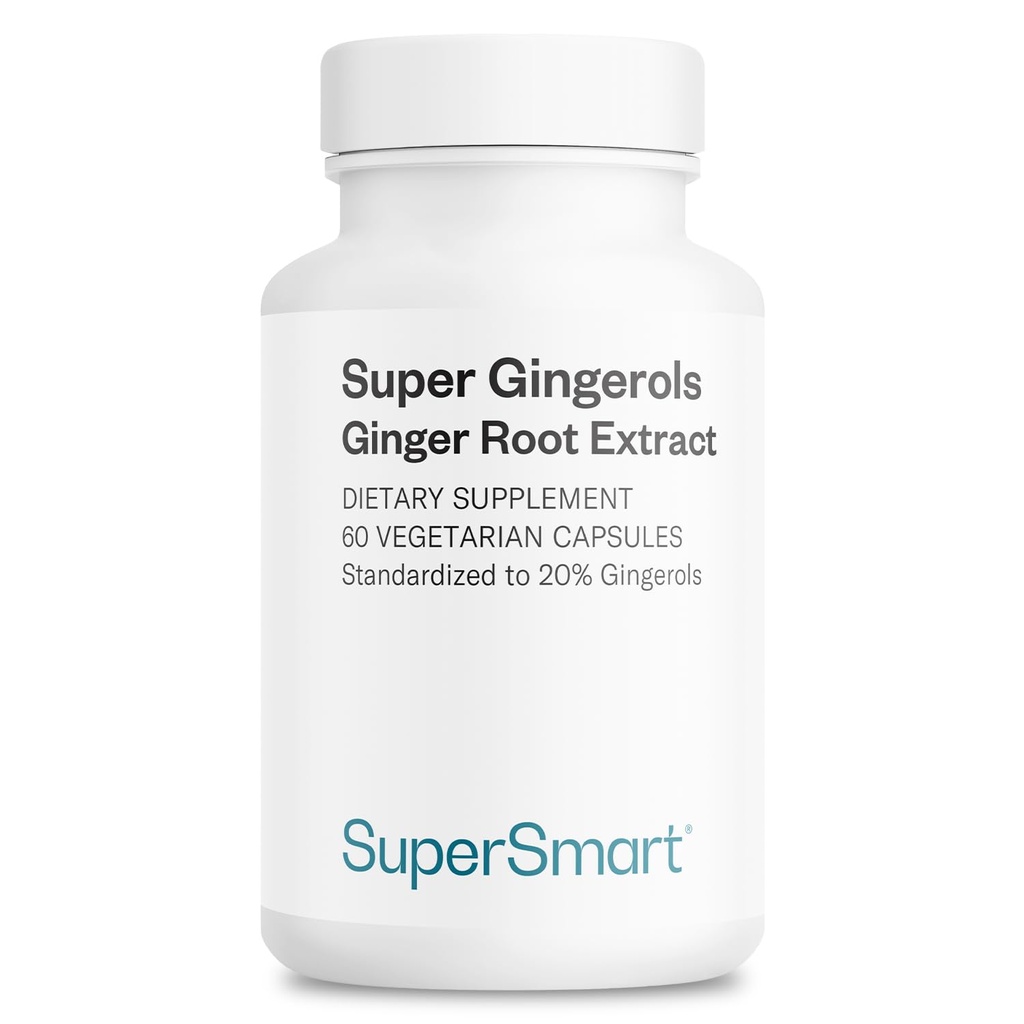 Supersmart - Super Gingerols 400 mg per dag (High Potency 20% Gingerol) - Ginger Root Extract Supplement | Non-GMO & Gluten Free - 60 Vegetariska kapslar