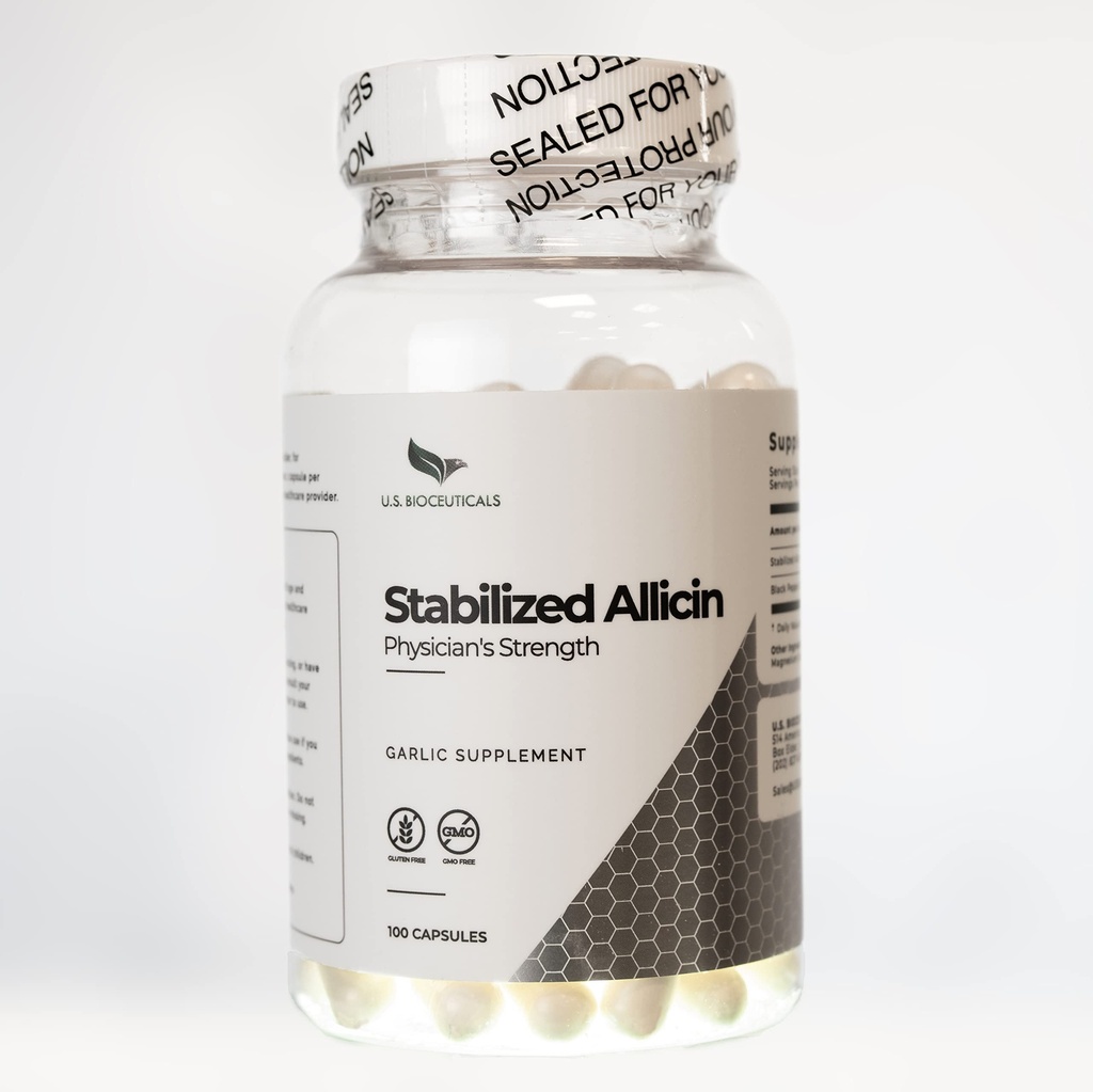 Stabiliserad Allicin (Non-GMO) - 700 000 mcg Allicin Per Bottle - Laboratory Tested - CGMP Certified Manufacturing