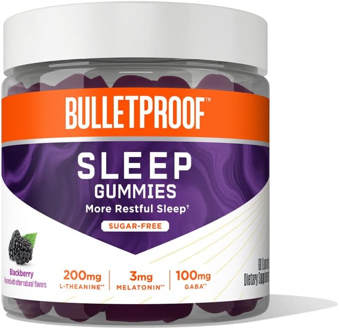 Bulletproof Sugar-Free BlackBerry Flavor Sleep Gummies, 60 Count, Keto Supplement för Sleep Support