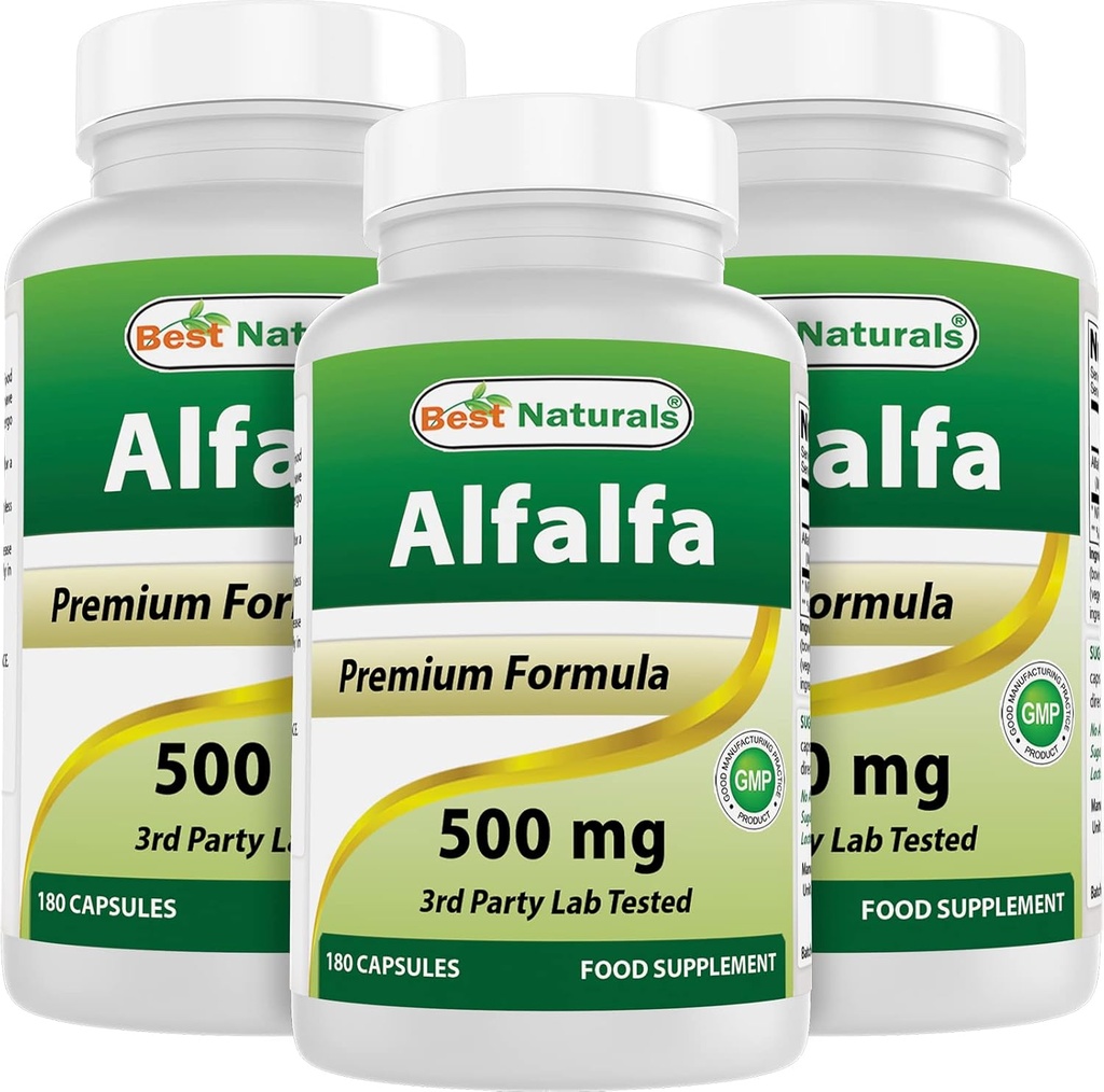 Bästa naturliga Alfalfa Green Super Food 500 mg 180 kapslar (180 greve av 3)