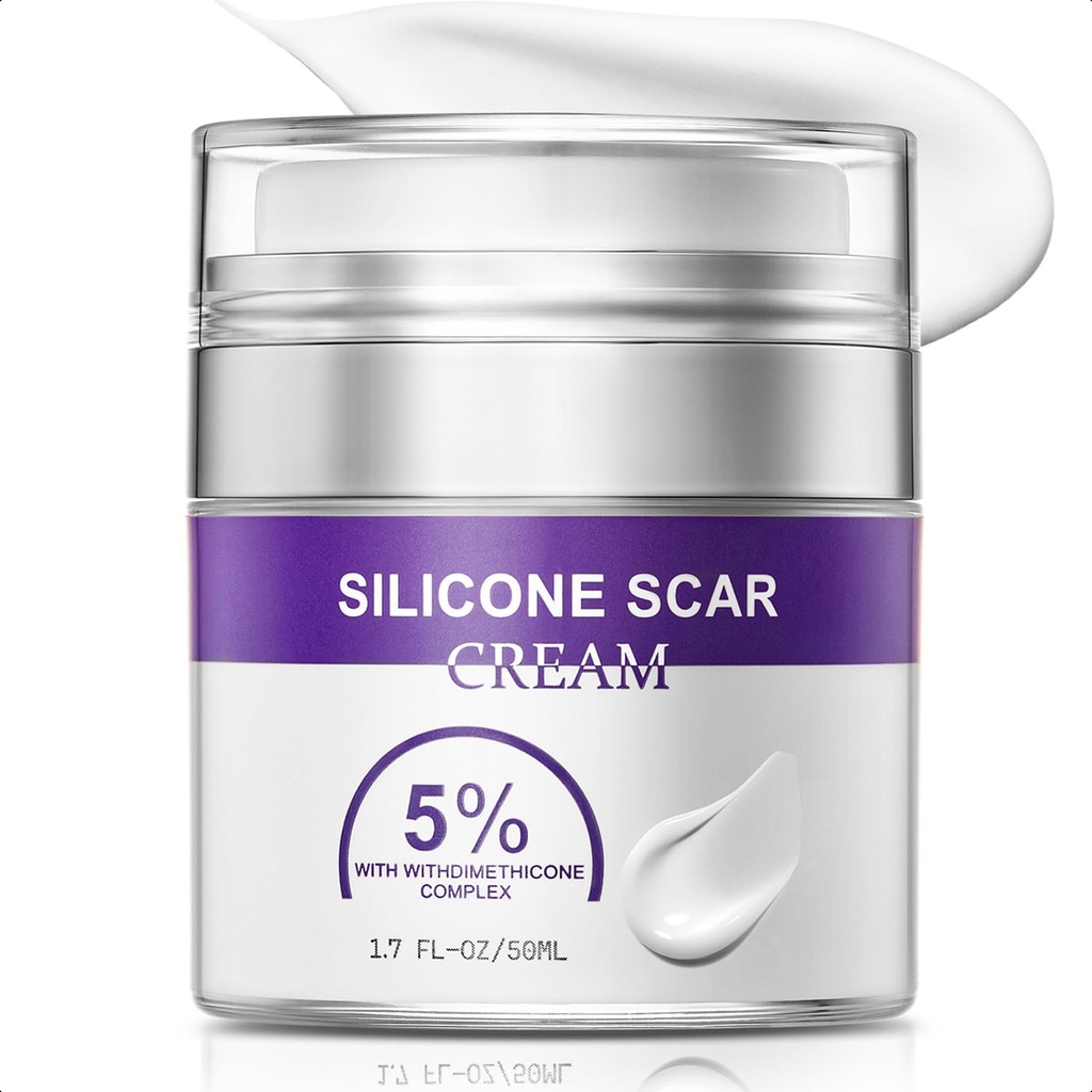Advanced Scar Cream, Silicone Scar Gel for Old and New Scars, Scar Removal Cream for Surgical Scars, Stretch Marks, C-Section, Keloids, Injury, Acne, and More 1.7 oz(50ml)