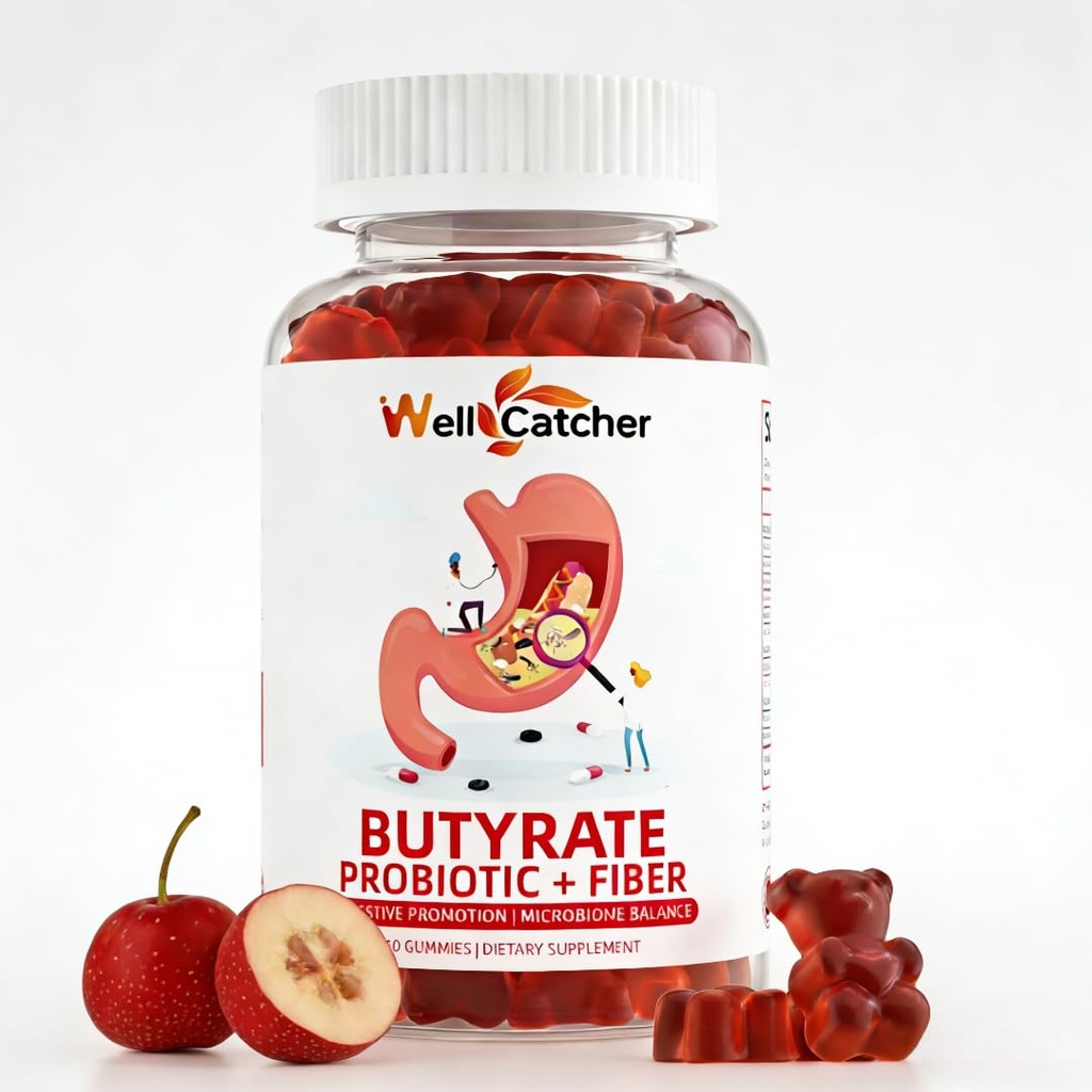 Butyrate Gummies Gut Health Supplement: Butyrate med Probiotic & Prebiotic Fiber Gummies för kvinnor män Sugar Free Digestive & Energy Metabolism Support Vegan Hawthorn smak 30 dagar Supply