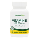 NaturesPlus Vitamin E - 400 iu Mixed D-Tocopherol, 60 Softgels - Lätt att svälja Vitamin E Supplement, härrör från naturlig sojabönolja - Fri-radikalt försvar - Glutenfri - 60 portioner