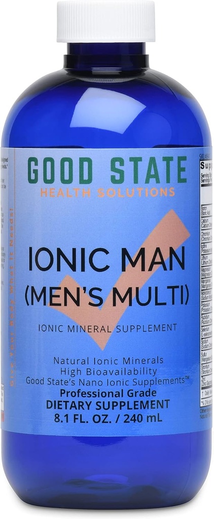 Good State Ionic Man | Mäns flytande Ionic Multi Mineral | Vegan | Kosttillskott | 15 Olika mineraler (8 oz.)