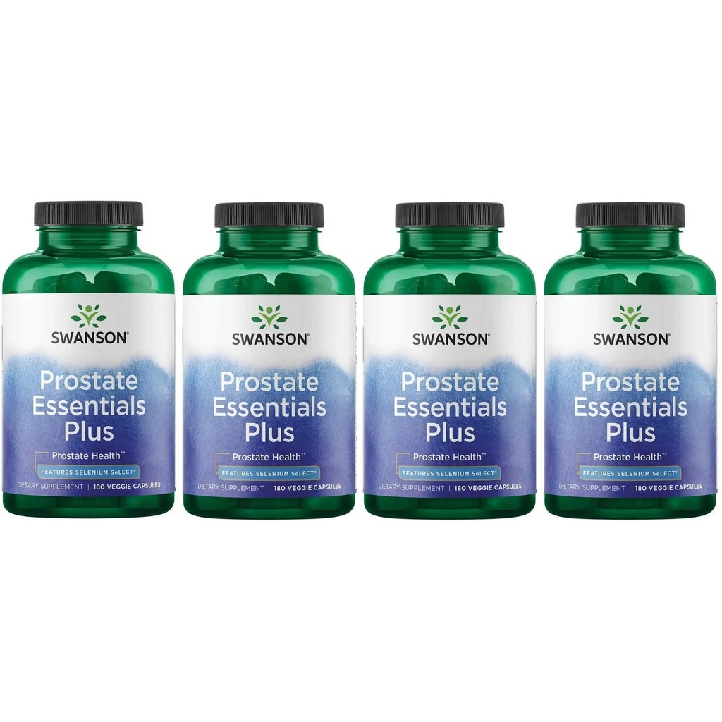 Swanson Prostate Plus - Naturligt tillskott för män som främjar hälsosam urinvägsflöde och frekvens -Stödande övergripande prostatahälsa - (180 Veggie kapslar) 4 Pack