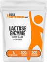BulkSupplements.com Lactase Enzyme (3000 ALU) Pulver - Lactase Enzyme Supplement, Digestive Support - Gluten Free, 1g per Servering, 500g (1.1 lbs) (Pack av 1)