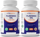 Vitamatic 2 Pack Flaxseed Oil 1200mg 120 från Cold Pressed Flax Seed - 675 mg ALA Omega 3 fettsyror för att förbättra hjärthälsan
