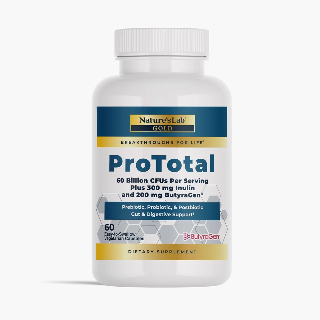 Naturens Lab Gold ProTotal - 60 miljarder CFU Probiotic, Prebiotic, Postbiotic, Synbiotic - med Butyragen (Direct Butyrate Generator) 60 Ct
