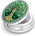 Pill Box-3 Compartment Small Pill Case för Purse & Pocket Mini Metal Pill Holder Travel Pill Container för att hålla tillägg Vitamins BPA-Free (Tree of Life)