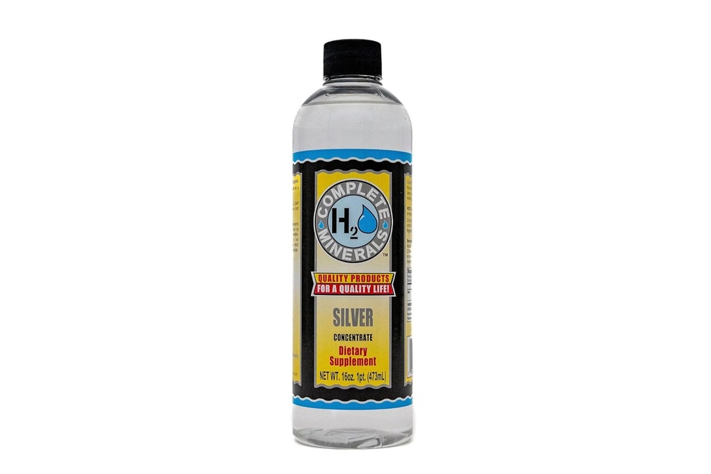 Fullständig H2O Minerals Super Silver 100 ppm Concentrated Angstrom Bioavailable Ionic Silver Water - Potent Styrka 16 fl. oz.