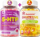Ginger Chews Supplement Gummies för Nausea, Stomach Relief & 5HTP Gummies för vuxna och barn 8 + med GABA + Magnesium Glycinate