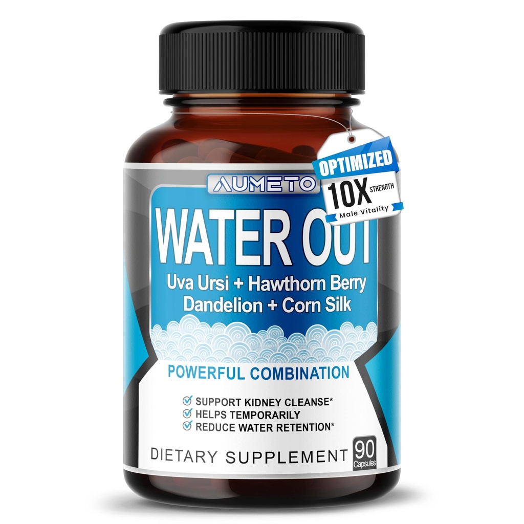 Ultra Natural Water Out Pills with Uva Ursi Hawthorn Berry Dandelion Corn Silk - Full Body Cleanse and Kidney & Stomach Support (90 Count (Pack of 1))
