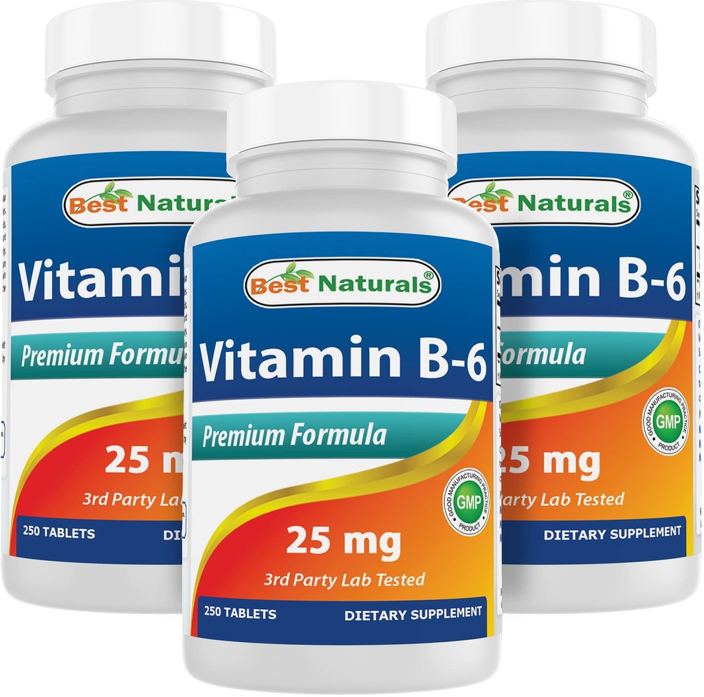 Bästa naturliga vitamin B6 25mg 250 tabletter (250 greve av 3)
